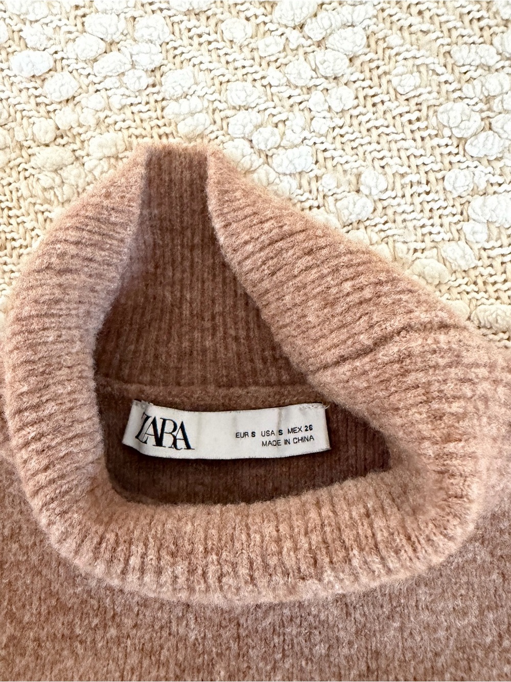 Zara Mock Neck Sweater Dress in Light Brown - Picture 3 of 3